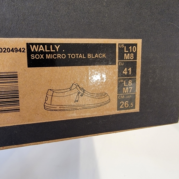 Hey Dude Wally Sox Micro Shoes Men’s Total Black NIB - Picture 7 of 15